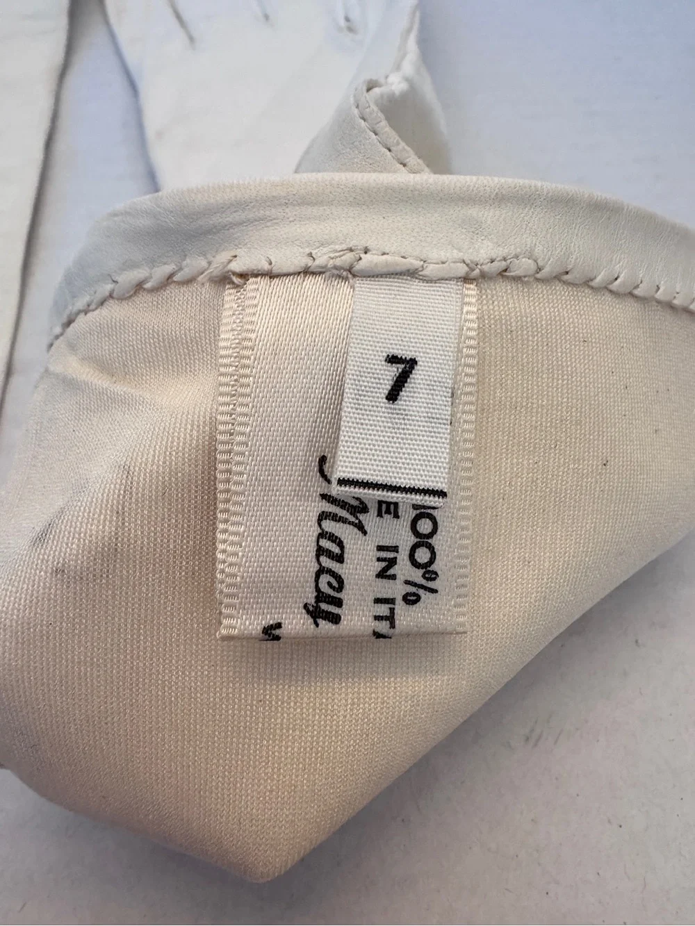 Vtg 1950s Macys Associates White Italian Kid Leather Gloves Silk Lined Size 7